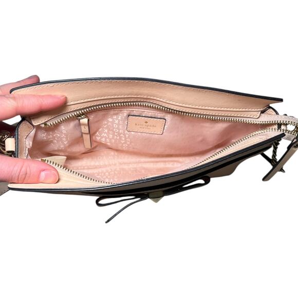 Kate Spade Hancock Park Angelica Bow Leather Crossbody Bag Warm Vellum Pink - Picture 3 of 7